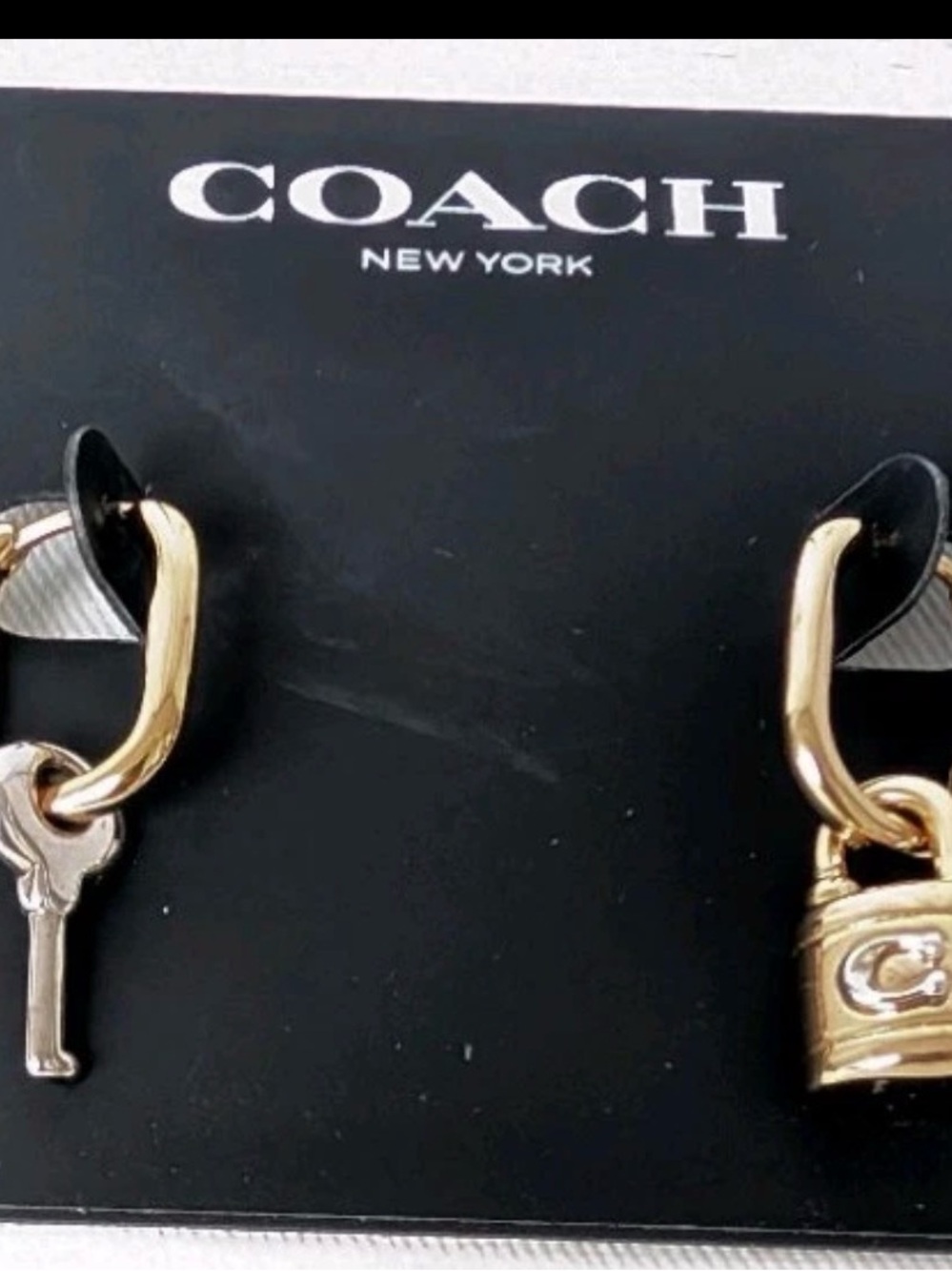 COACH Gold and Silver Padlock & Key Hoop Earrings CO856 A31 NWT